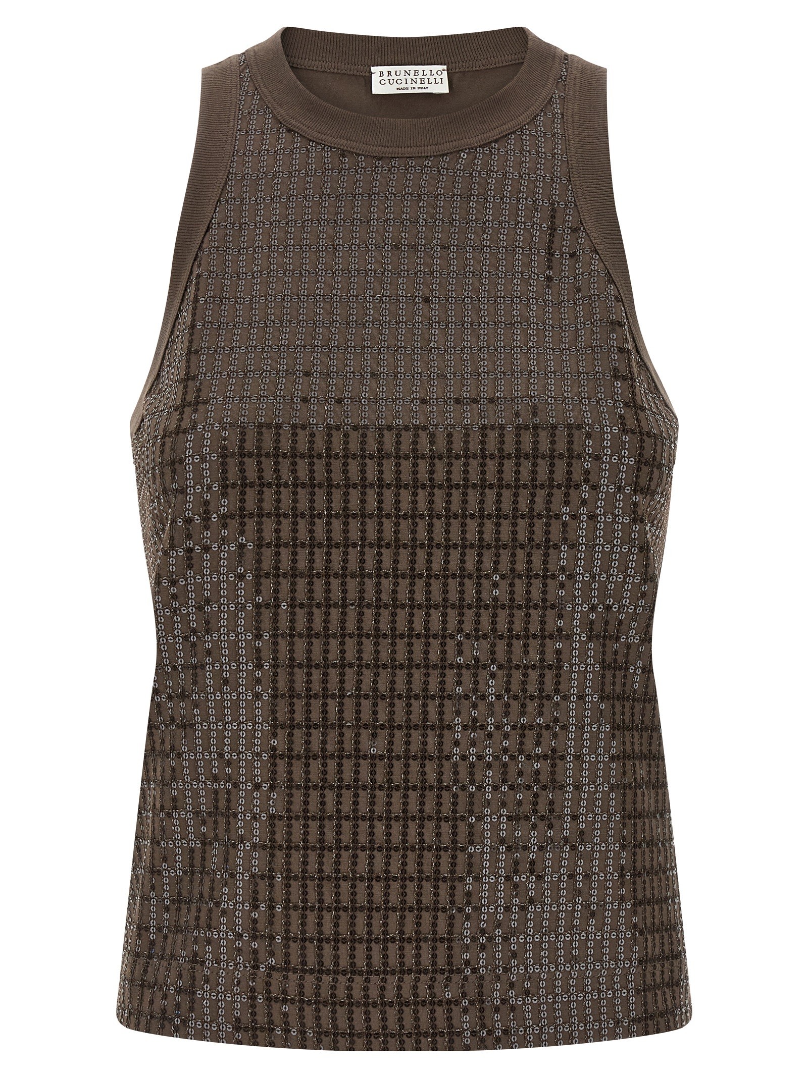 Brunello Cucinelli 'Dazzling Check Embroidery' Top