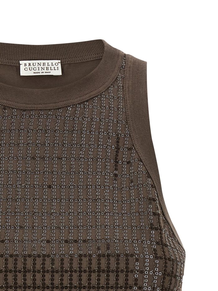 Brunello Cucinelli 'Dazzling Check Embroidery' Top