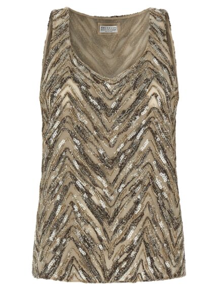Brunello Cucinelli 'Dazzling Chevron Embroidery' Top