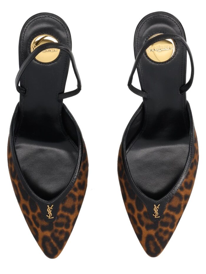 Saint Laurent Décolleté Aperte Sul Retro "Folie" In Gros-Grain Leopardato