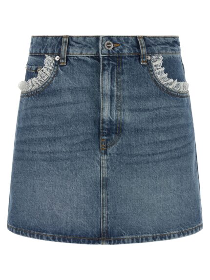 GANNI Denim And Lace Skirt