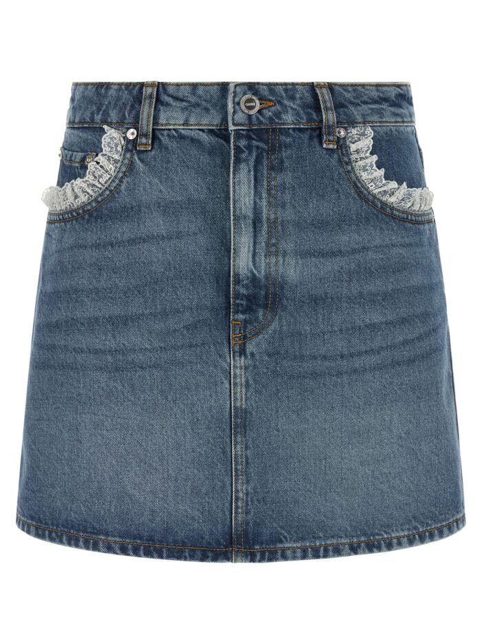 GANNI Denim And Lace Skirt