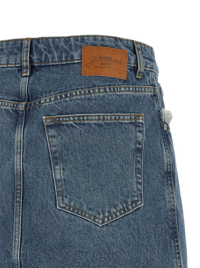 GANNI Denim And Lace Skirt