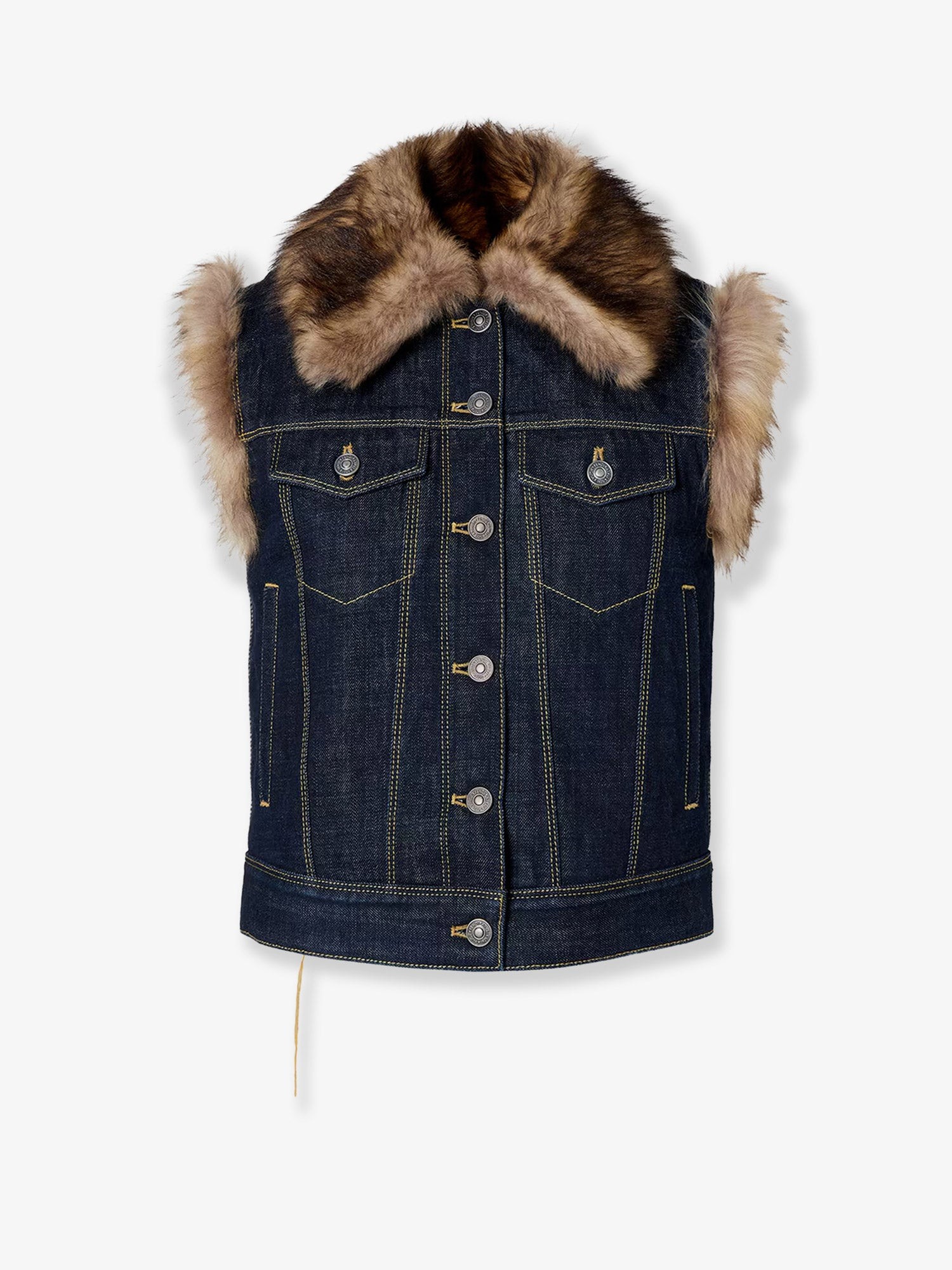Fendi Denim And Shearling Vest