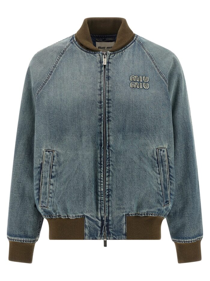 miu miu denim bomber jacket Miu Miu Denim Bomber Jacket