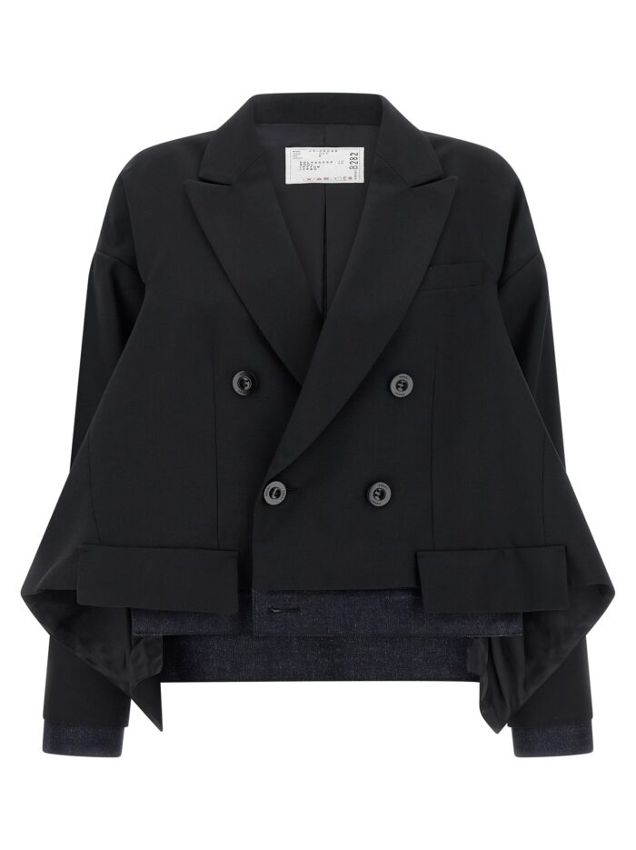 sacai denim insert blazer SACAI Denim Insert Blazer