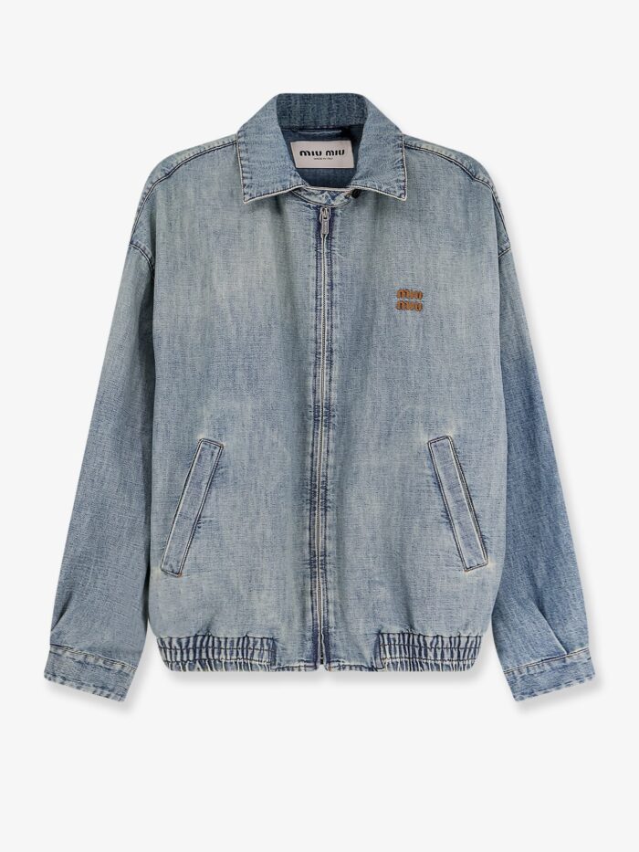 denim jacket with miu miu embroidery Denim Jacket With Miu Miu Embroidery