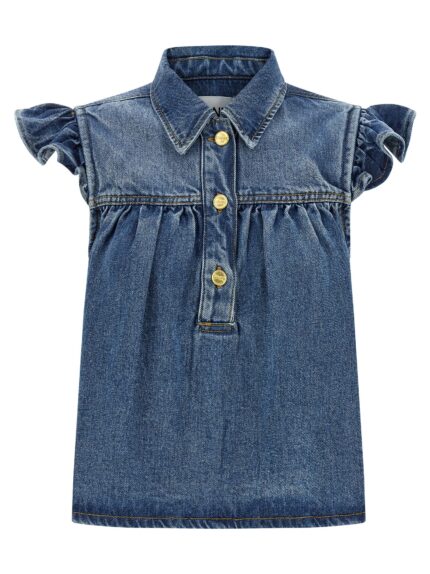 GANNI 'Denim Ruffle' Top