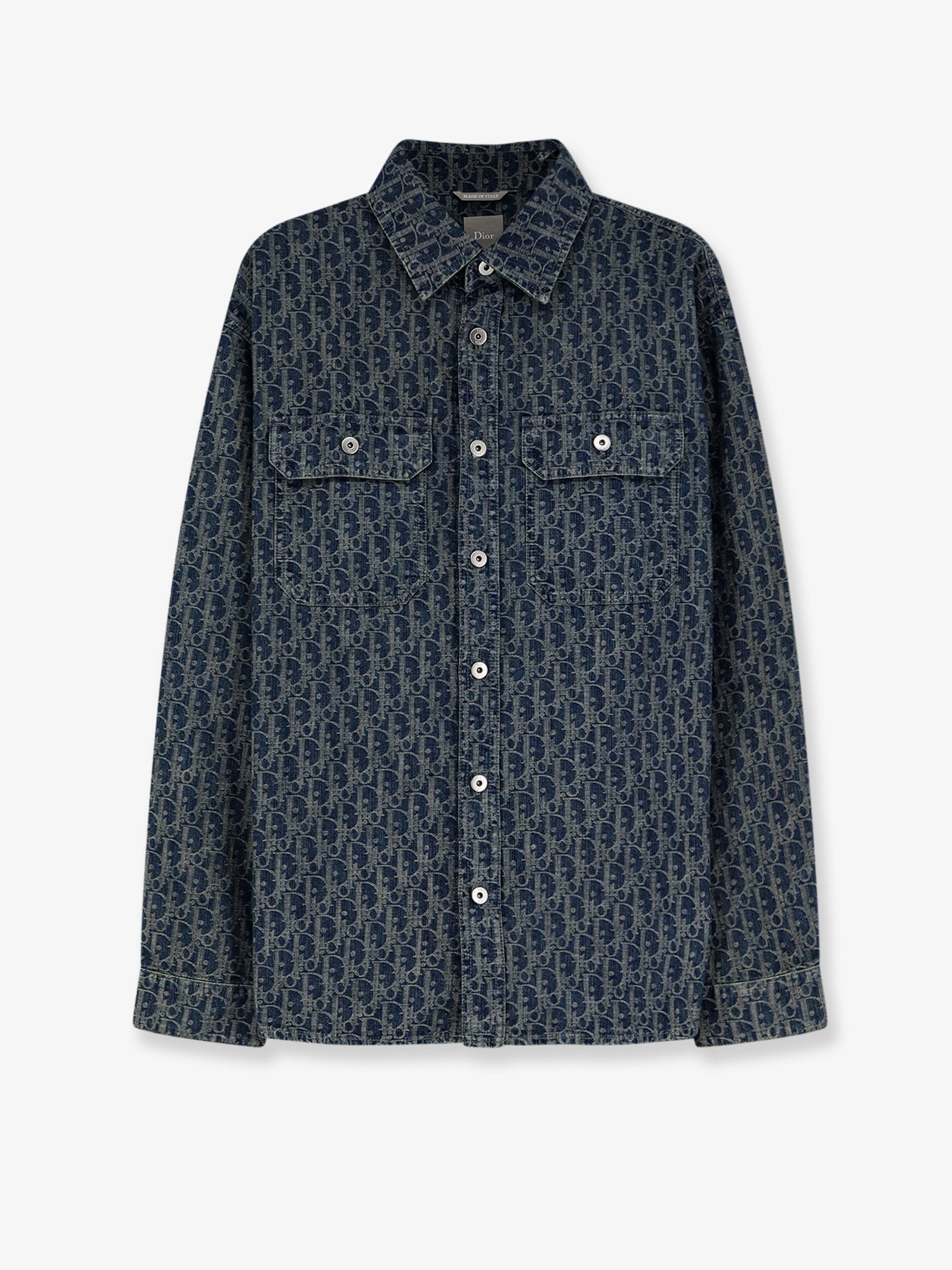 Denim Shirt With All-over Dior Oblique Motif
