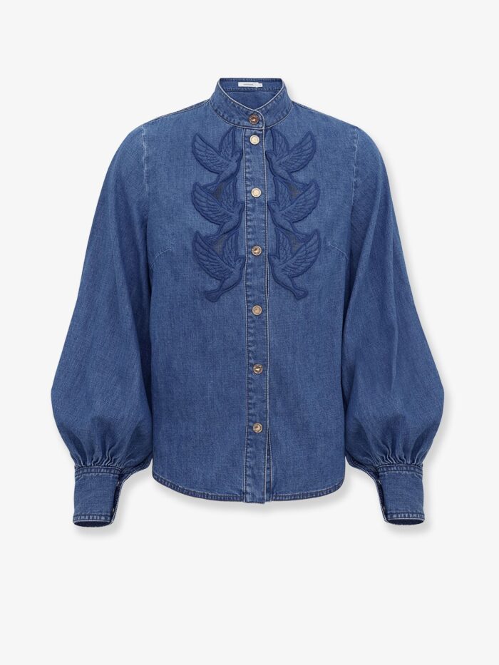 zimmermann denim shirt with cut out embroidery ZIMMERMANN Denim Shirt With Cut-out Embroidery