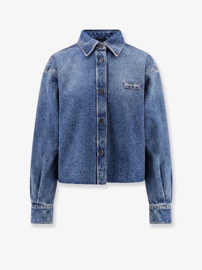 Miu Miu Denim Shirt With Logo Patch