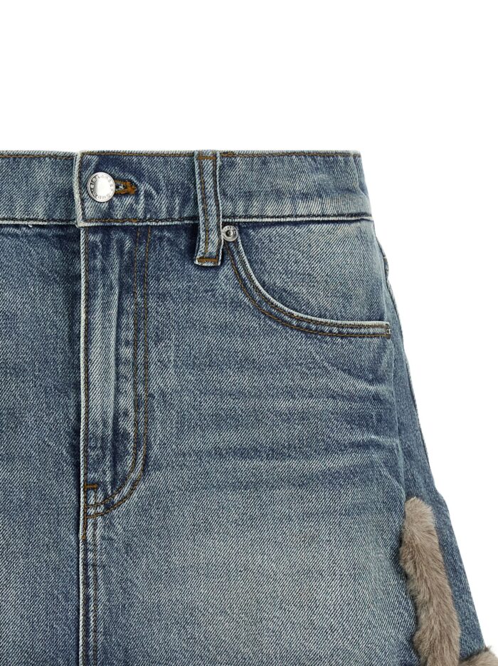 DENIM X ALEXANDER WANG Denim Skirt With Fur Hem