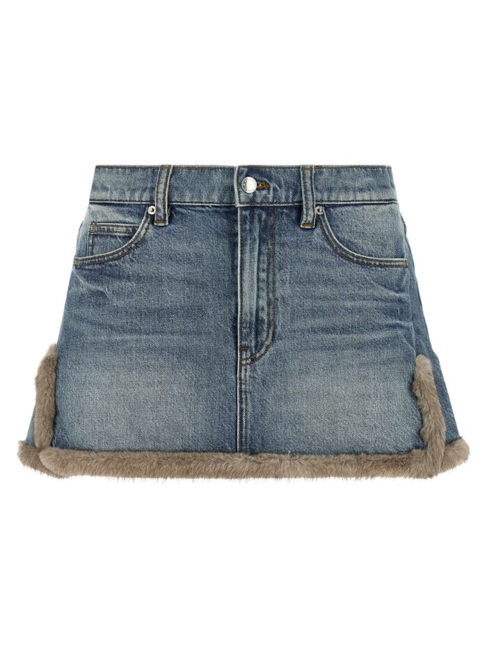 denim x alexander wang denim skirt with fur hem DENIM X ALEXANDER WANG Denim Skirt With Fur Hem