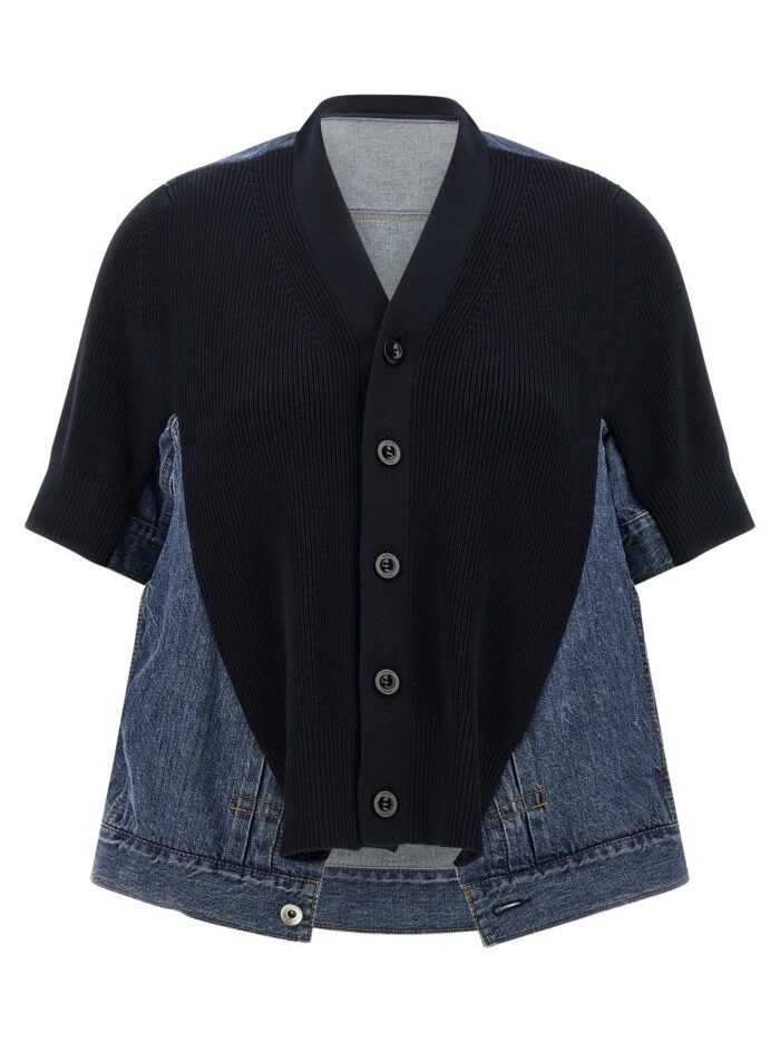 sacai 'denim x knit' cardigan SACAI 'Denim X Knit' Cardigan