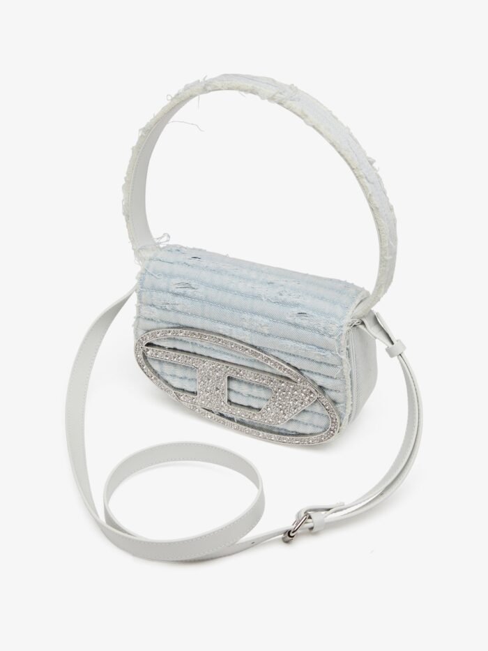 Diesel 1DR Denim Shoulder Bag With Rhinestone D Logo