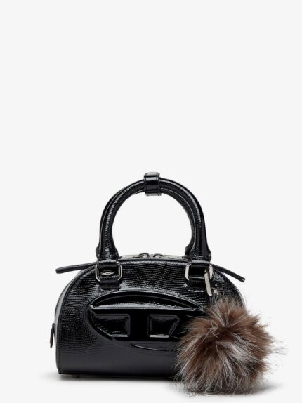 Diesel 1DR Dome Leather Shoulder Bag With Croco Effect
