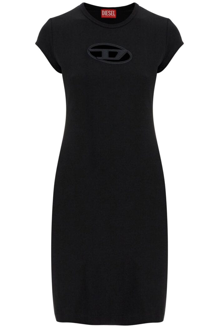 DIESEL Black Cotton Dress With Central Opening Above The Knee