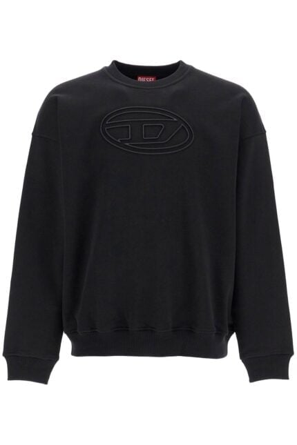 DIESEL Black Cotton Sweatshirt With Embroidered S-mart-bigoval Logo