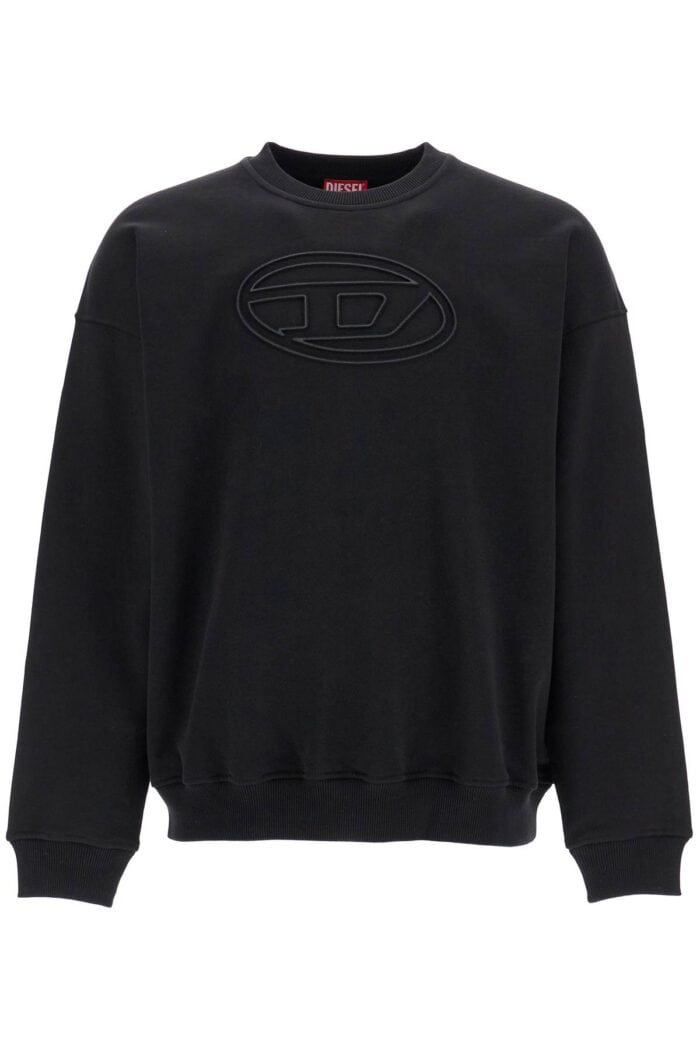 DIESEL Black Cotton Sweatshirt With Embroidered S-mart-bigoval Logo