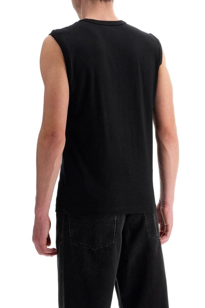 DIESEL Black Cotton Tank Top With Embossed Logo