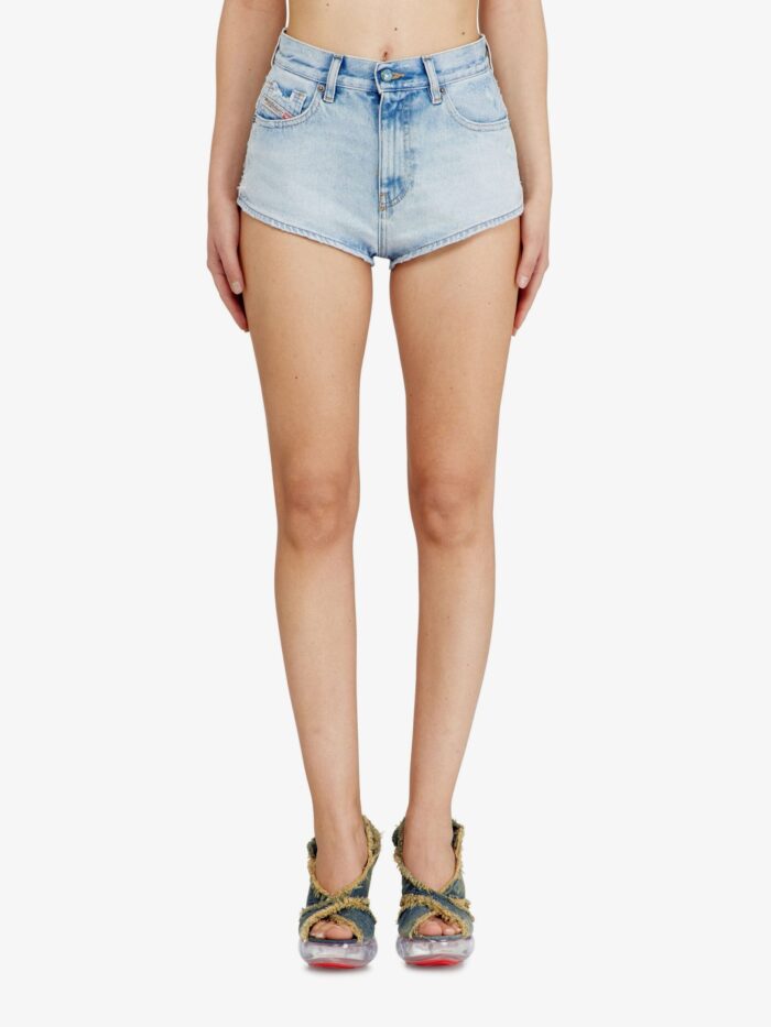 Diesel Blue Denim Shorts With Destroyed Effect