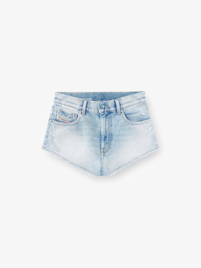 Diesel Blue Denim Shorts With Destroyed Effect