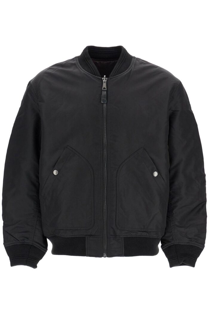 diesel classic black nylon bomber jacket with zip and side pockets DIESEL Classic Black Nylon Bomber Jacket With Zip And Side Pockets