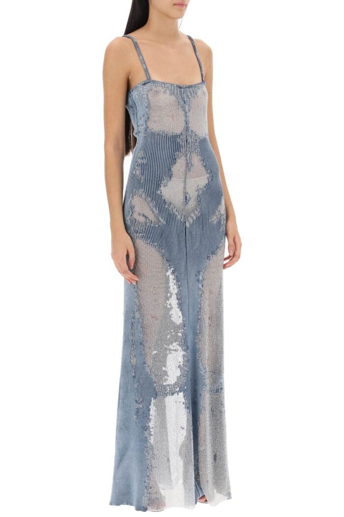 Diesel Claudia Maxi Dress In Rhinestone Burnout Jersey