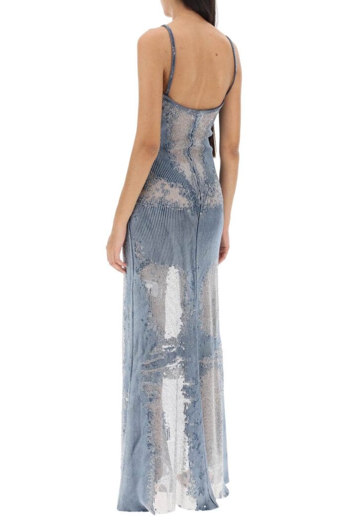 Diesel Claudia Maxi Dress In Rhinestone Burnout Jersey