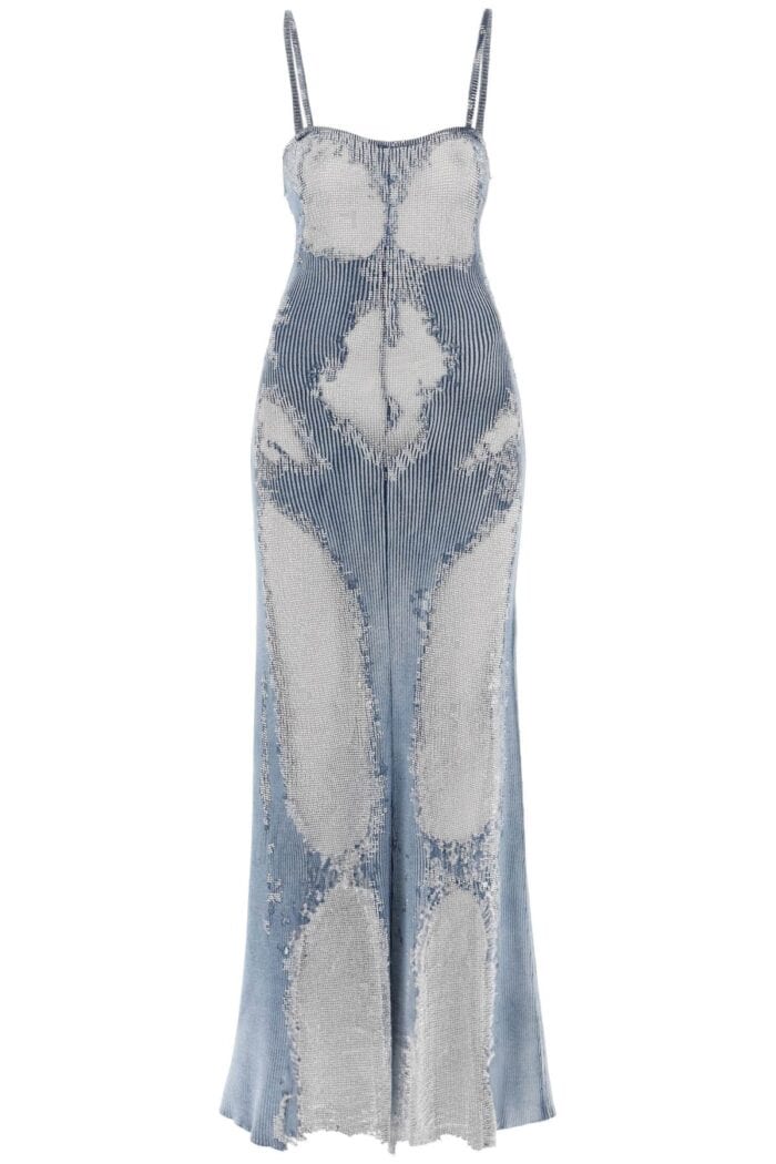 Diesel Claudia Maxi Dress In Rhinestone Burnout Jersey