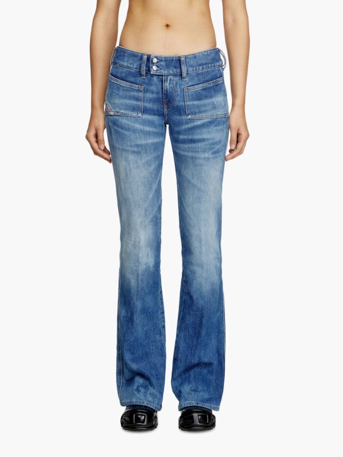 Diesel D-hush Partially Organic Cotton Flared Jeans With Back Logo Patch