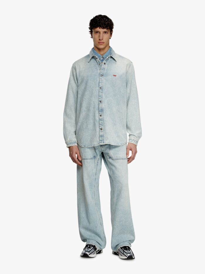 Diesel D-simply Denim Shirt With Logo Embroidery