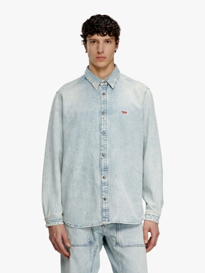 Diesel D-simply Denim Shirt With Logo Embroidery