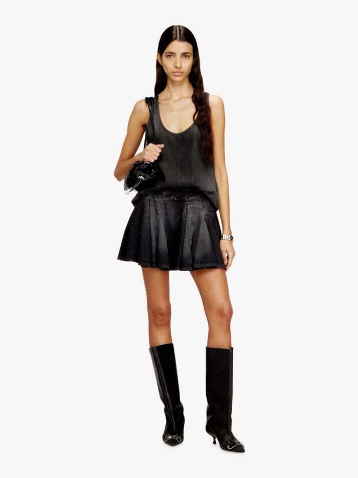 Diesel DE-SPIKI-S Short Denim Skirt With Washed-out Effect