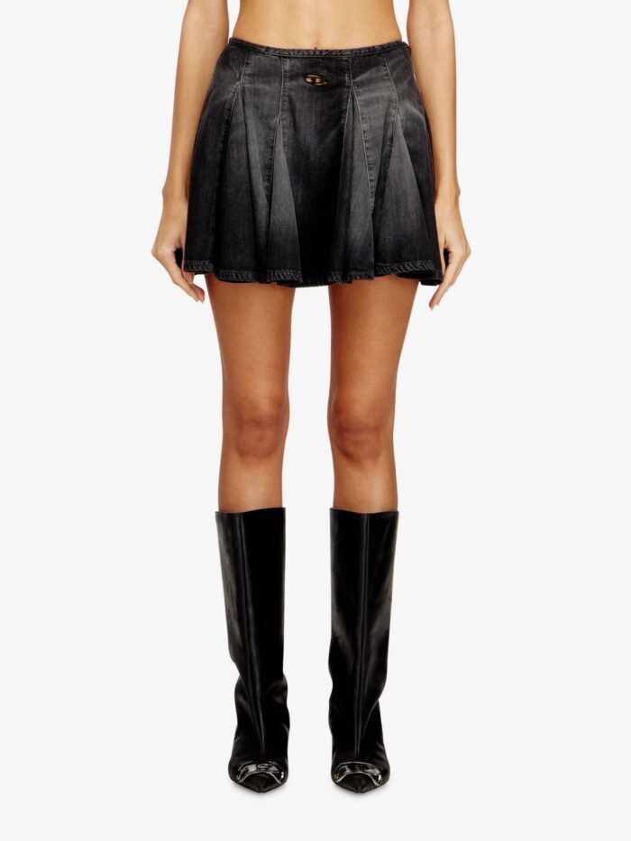 Diesel DE-SPIKI-S Short Denim Skirt With Washed-out Effect