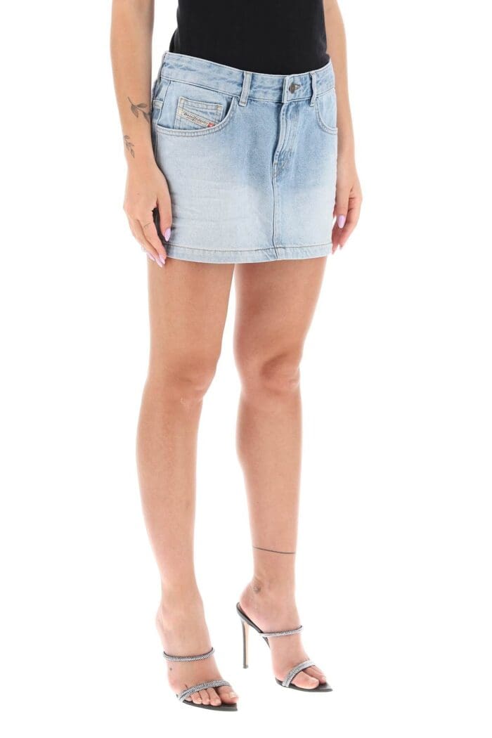 Diesel Denim Mini Skirt With Maxi Logo Patch