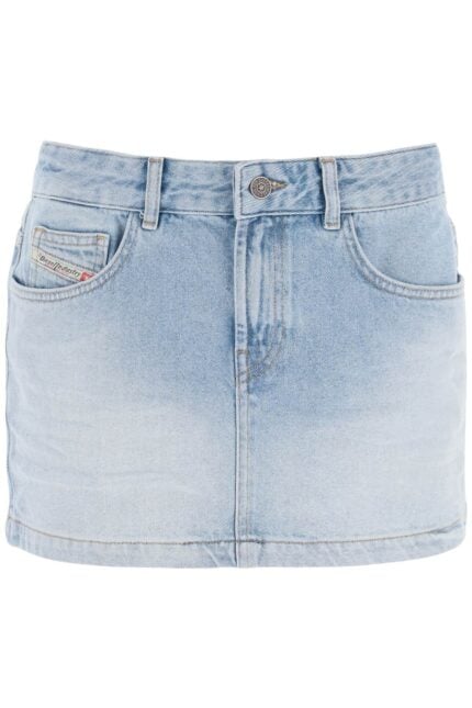 Diesel Denim Mini Skirt With Maxi Logo Patch