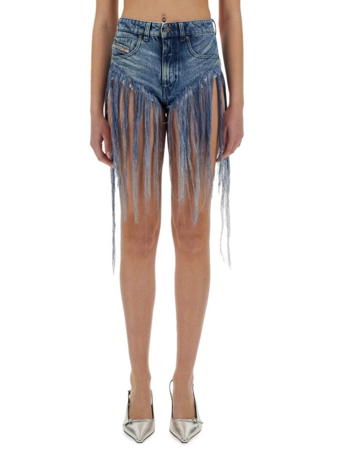 Diesel FRINGED DENIM SHORTS