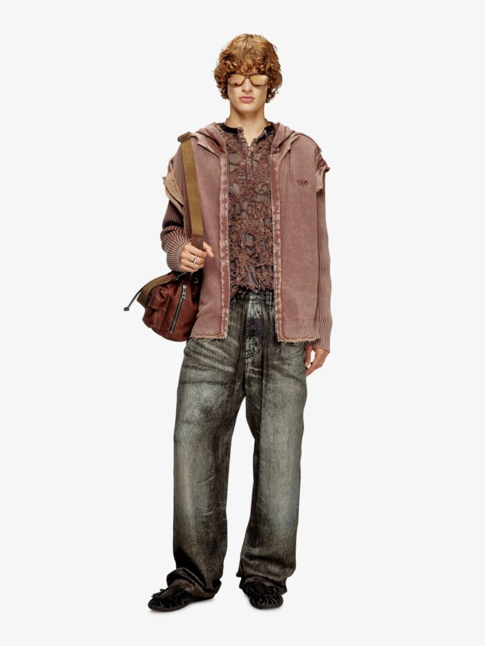 Diesel K-Pelto Cotton Sweatshirt With Distressed Effect