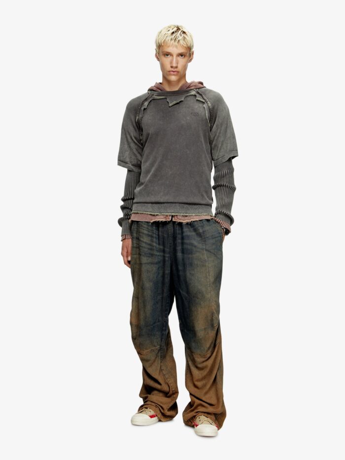 Diesel K-Petro Cotton Sweatshirt With Distressed Effect