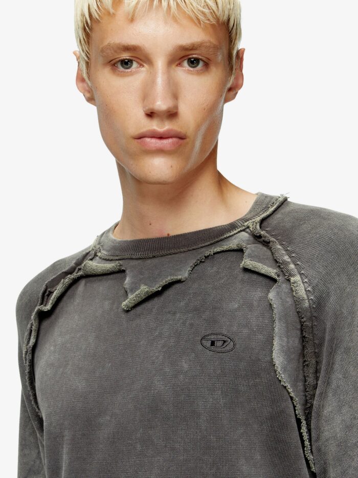 Diesel K-Petro Cotton Sweatshirt With Distressed Effect