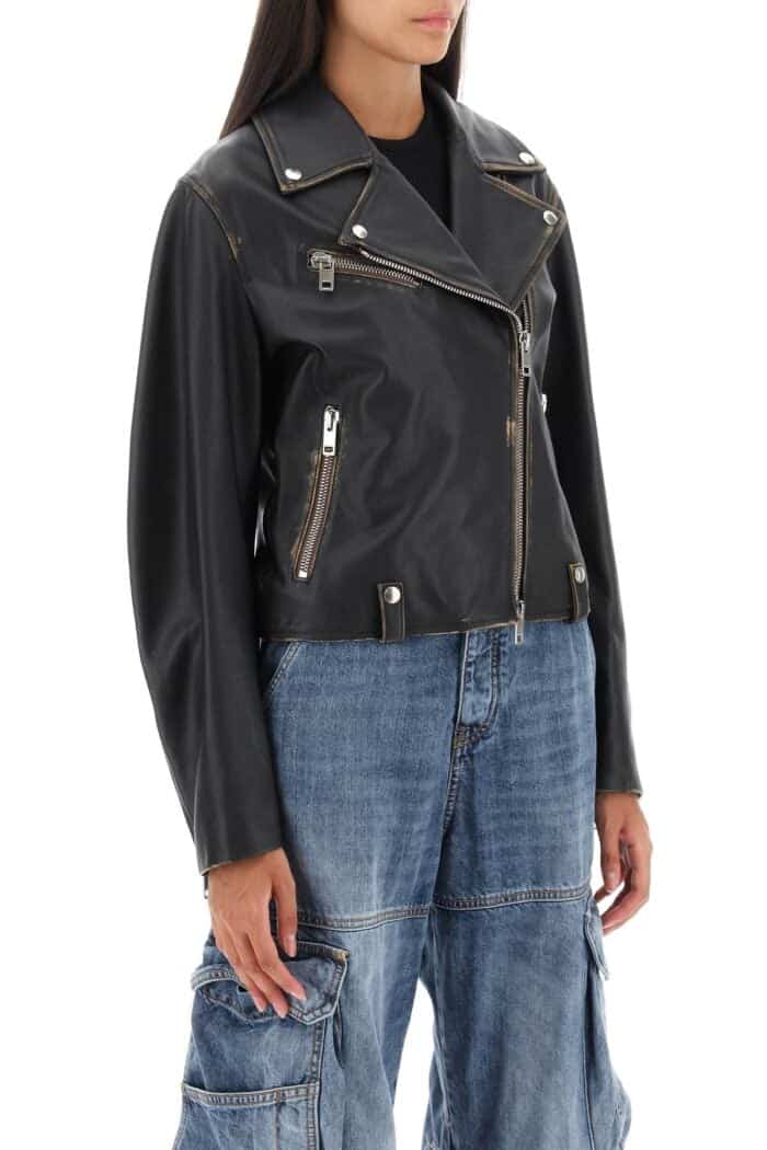 Diesel 'l-edmea' Lamb Leather Biker Jacket