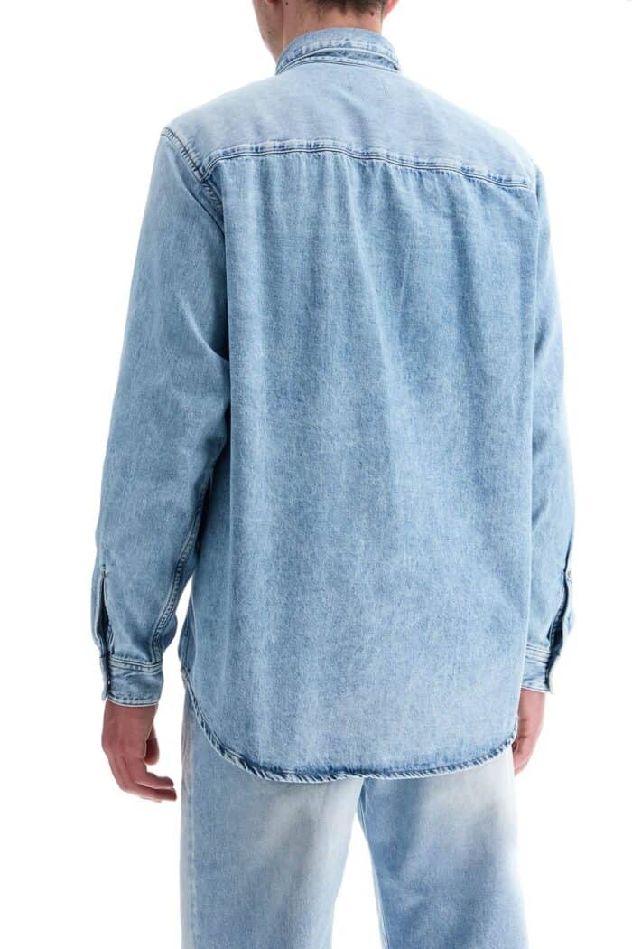 DIESEL Light Blue Denim Shirt With Logo On Chest