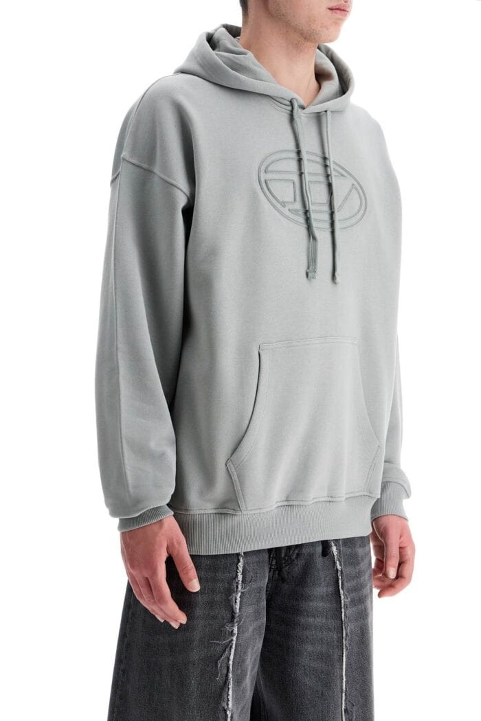 DIESEL Men's Grey Cotton Hoodie With Kangaroo Pocket