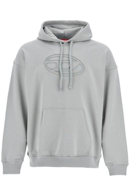 DIESEL Men's Grey Cotton Hoodie With Kangaroo Pocket