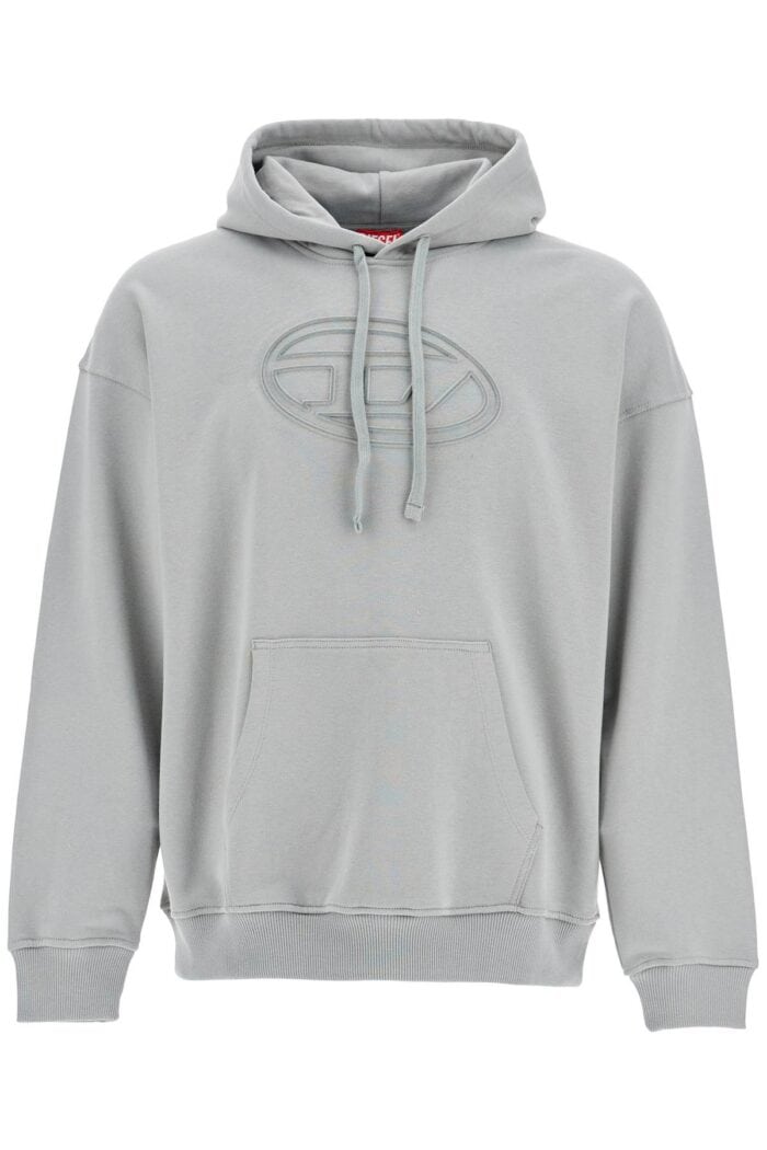 DIESEL Men's Grey Cotton Hoodie With Kangaroo Pocket