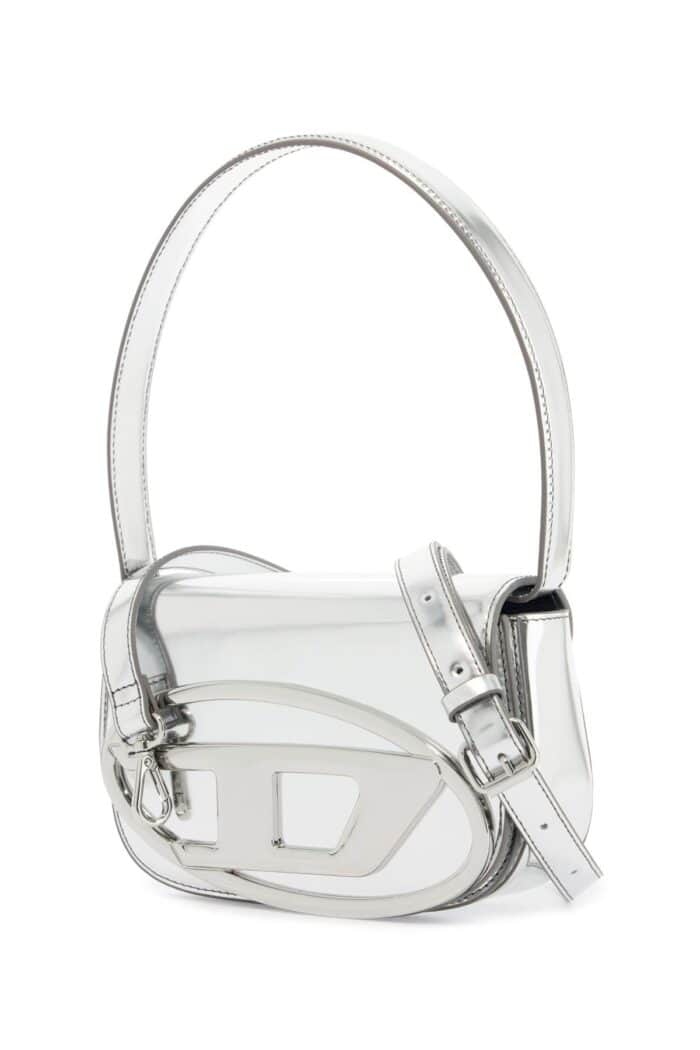 DIESEL Metallic Silver Shoulder Bag 1dr Compact With Adjustable Strap