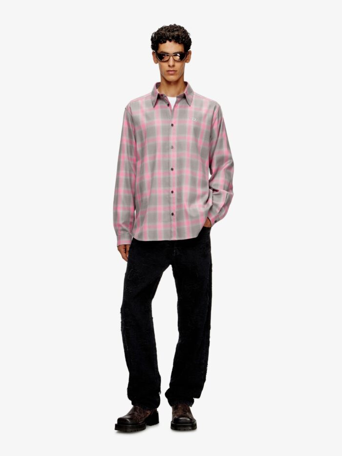 Diesel S-Simply Check Cotton Blend Shirt