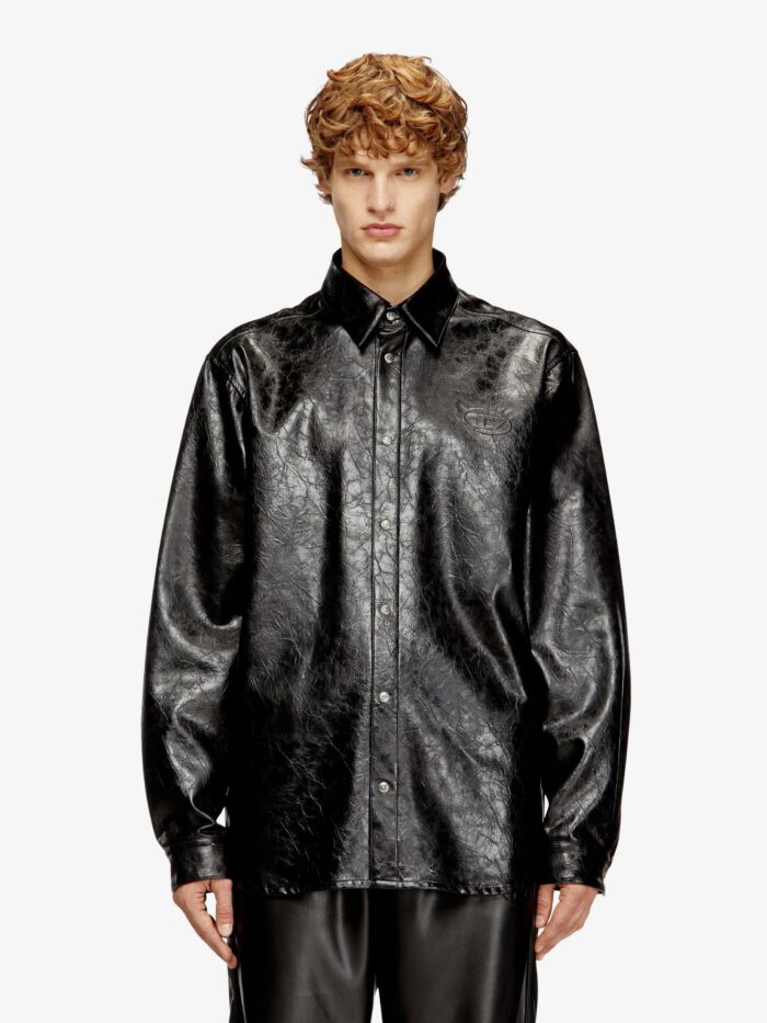 Diesel S-Simply-Qmbu Faux-leather Shirt