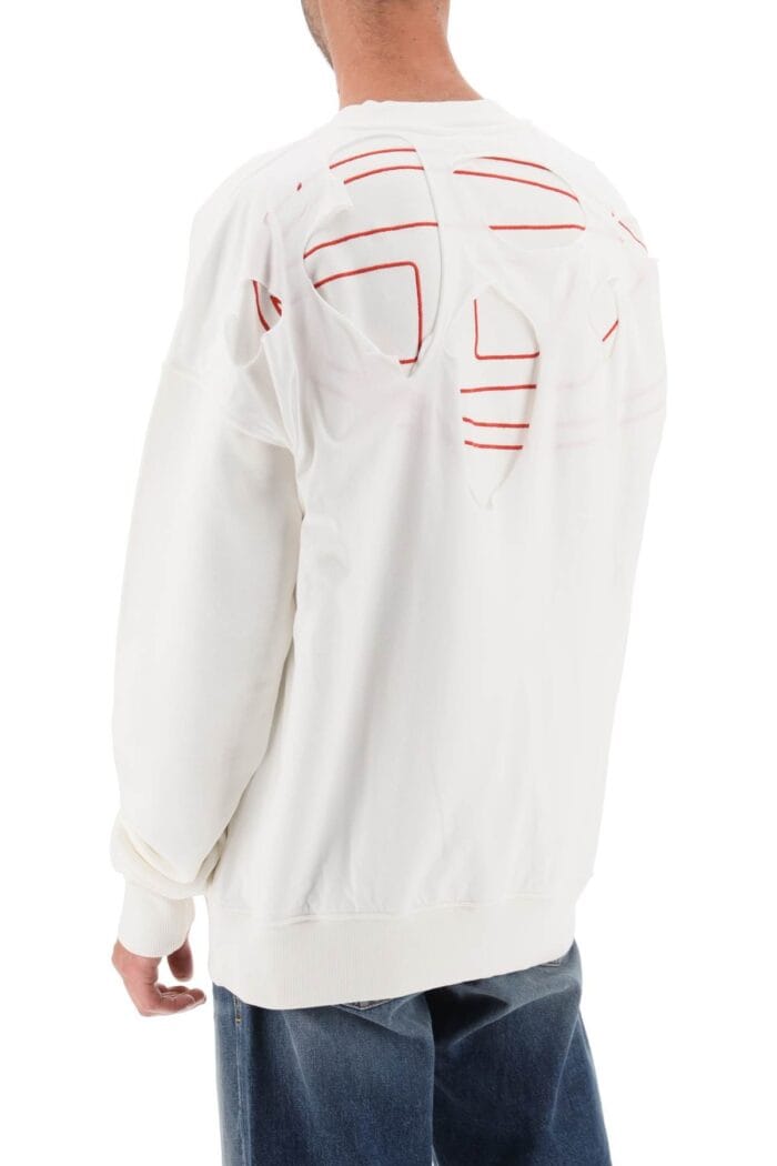 Diesel 's-strapoval' Sweatshirt With Back Destroyed-effect Logo